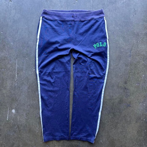 Vintage Y2K Polo Ralph Lauren  Navy Stripe Sweatpants Size XL - Picture 1 of 7